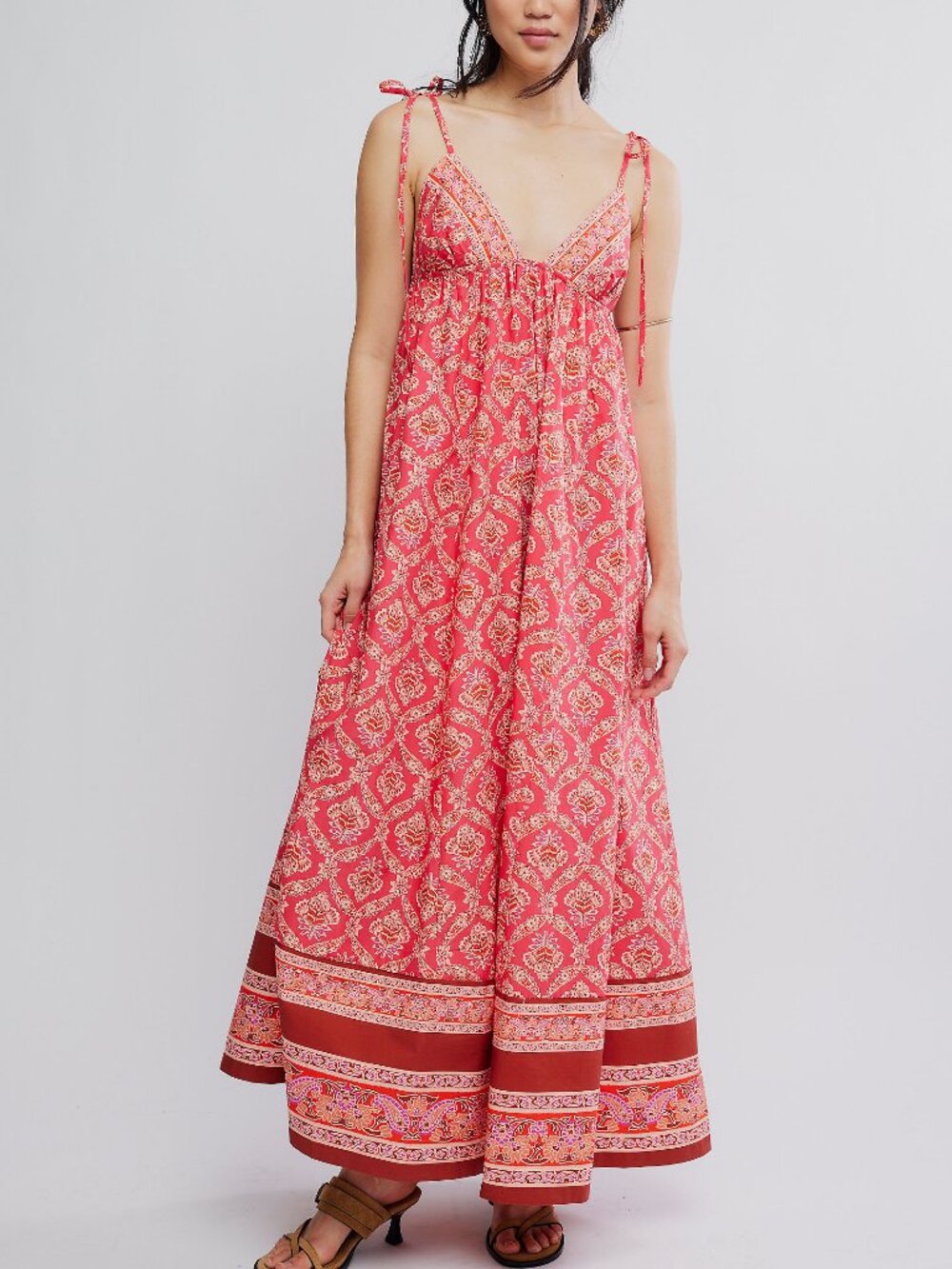 🆕 FREE PEOPLE Sorrento Stroll Printed Maxi Dress / Tart Berry Combo
